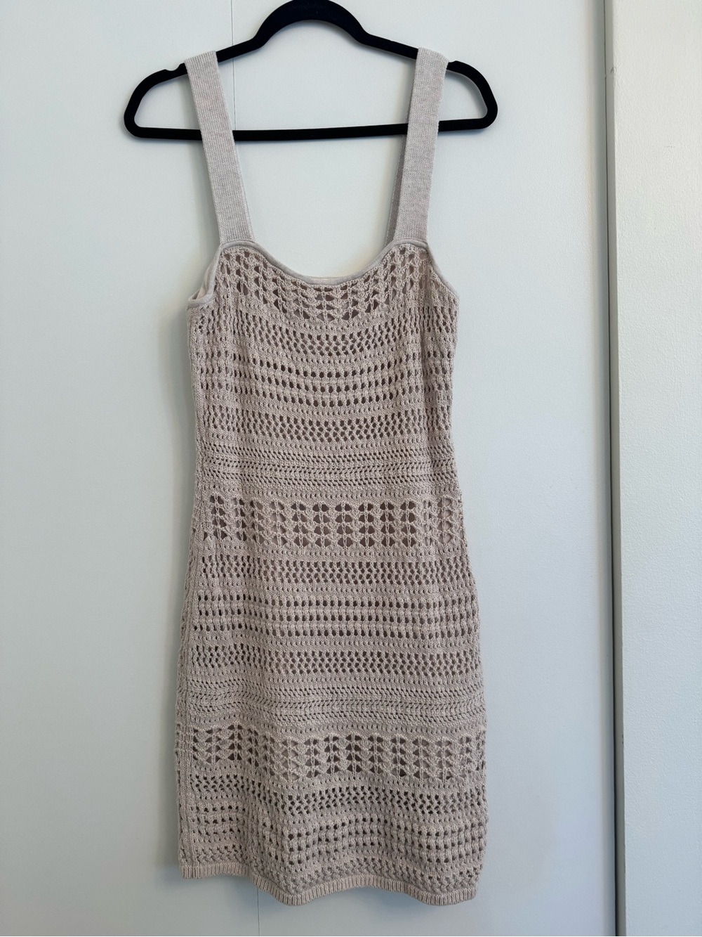 Abercrombie & Fitch Beige Crochet Knit Mini Dress
